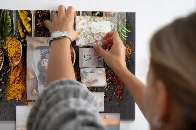 Magnetic board with spices on spoons design