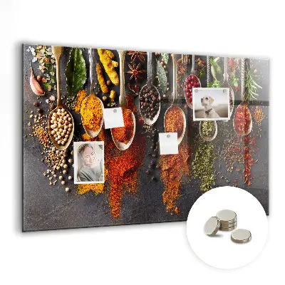 Magnetic board with spices on spoons design