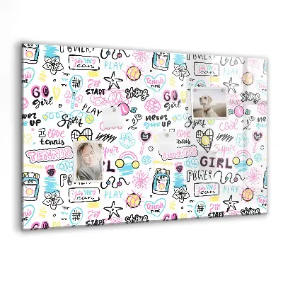 Magnetic glass dry erase board Graffiti