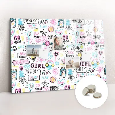 Magnetic glass dry erase board Graffiti