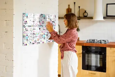 Magnetic glass dry erase board Graffiti