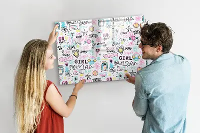 Magnetic glass dry erase board Graffiti