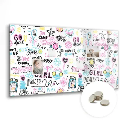 Magnetic glass dry erase board Graffiti