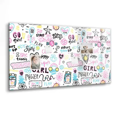 Magnetic glass dry erase board Graffiti