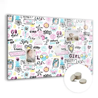 Magnetic glass dry erase board Graffiti