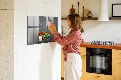 Magnetic glass dry erase board Bon appetit inscription