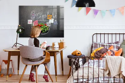 Magnetic glass dry erase board Bon appetit inscription