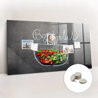 Magnetic glass dry erase board Bon appetit inscription