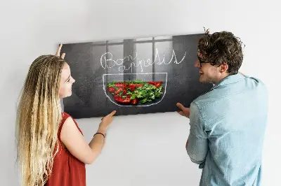 Magnetic glass dry erase board Bon appetit inscription