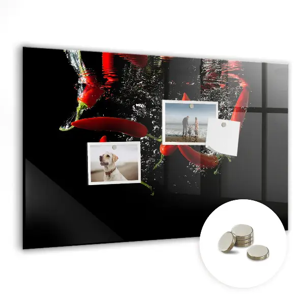 Magnetic glass dry erase board Peppers in water