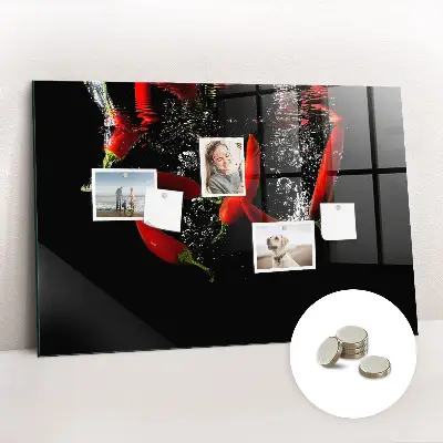 Magnetic glass dry erase board Peppers in water