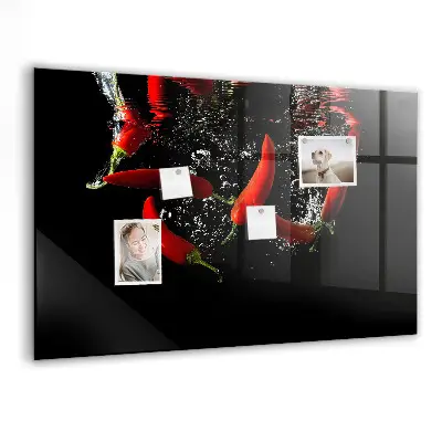 Magnetic glass dry erase board Peppers in water