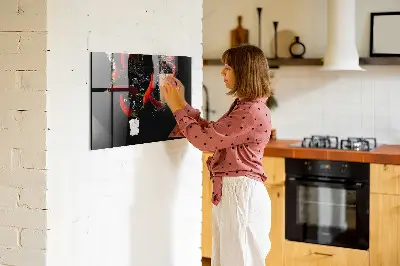 Magnetic glass dry erase board Peppers in water