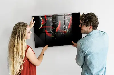 Magnetic glass dry erase board Peppers in water