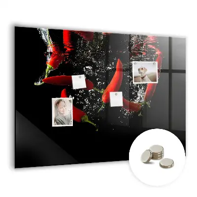 Magnetic glass dry erase board Peppers in water