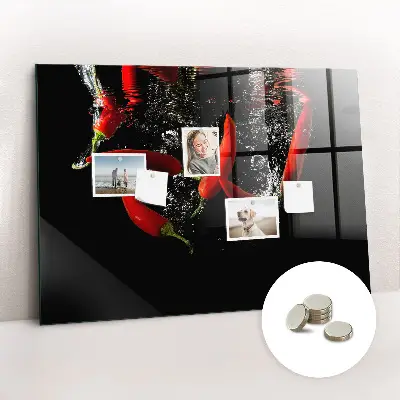 Magnetic Glass Dry Erase Board Featuring Peppers in Water