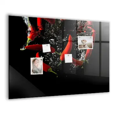 Magnetic Glass Dry Erase Board Featuring Peppers in Water