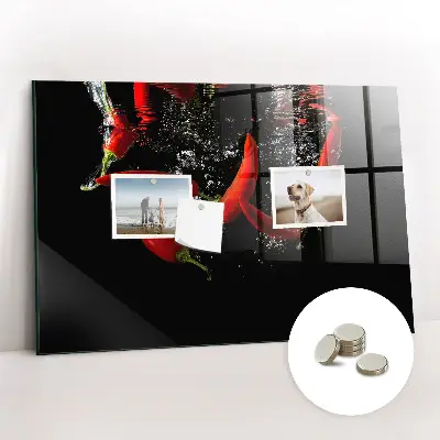 Magnetic glass dry erase board Peppers in water
