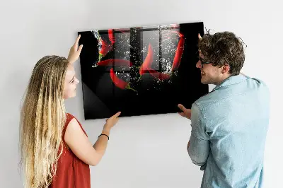 Magnetic Glass Dry Erase Board Featuring Peppers in Water