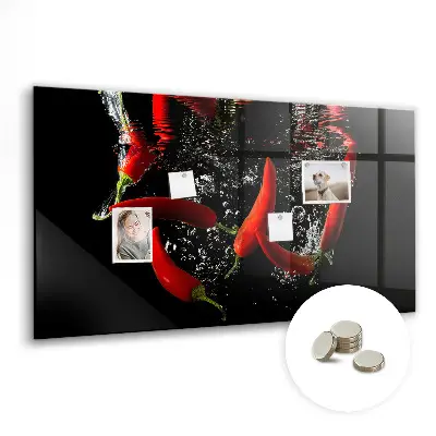 Magnetic glass dry erase board Peppers in water