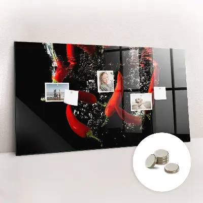 Magnetic Glass Dry Erase Board Featuring Peppers in Water
