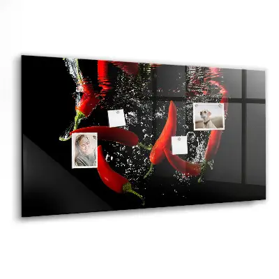 Magnetic glass dry erase board Peppers in water