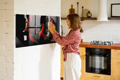 Magnetic Glass Dry Erase Board Featuring Peppers in Water