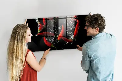 Magnetic glass dry erase board Peppers in water