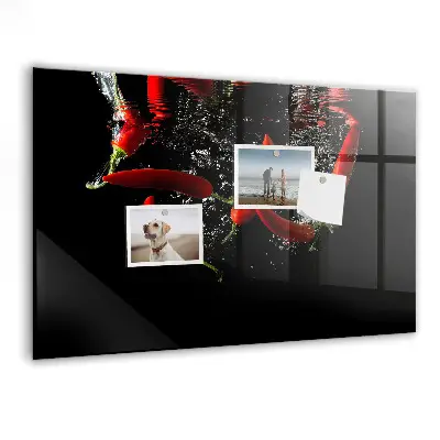 Magnetic glass dry erase board Peppers in water
