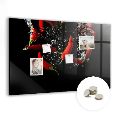 Magnetic Glass Dry Erase Board Featuring Peppers in Water