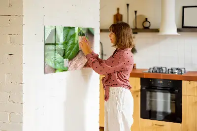Magnetic wall board with basil leaves design