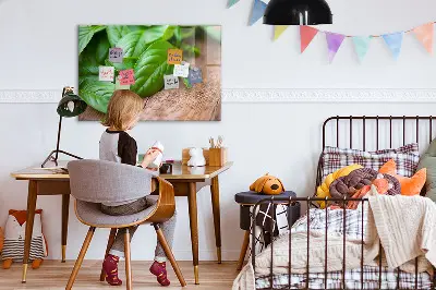 Magnetic wall board with basil leaves design