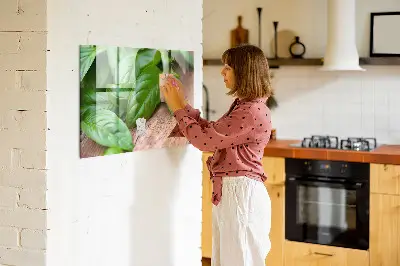 Magnetic wall board with basil leaves design