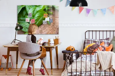 Magnetic wall board with basil leaves design