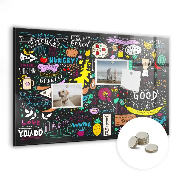 Abstract inscriptions magnetic glass dry erase board