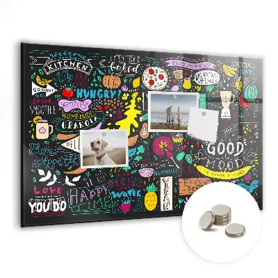 Abstract inscriptions magnetic glass dry erase board