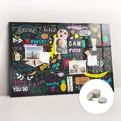 Abstract inscriptions magnetic glass dry erase board