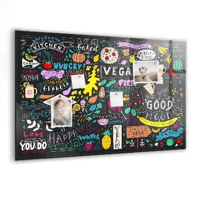 Abstract inscriptions magnetic glass dry erase board