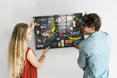 Abstract inscriptions magnetic glass dry erase board