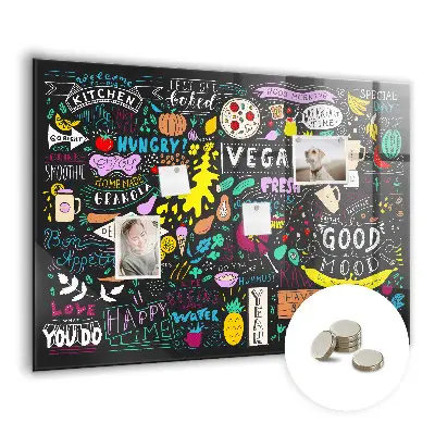 Abstract inscriptions magnetic glass dry erase board
