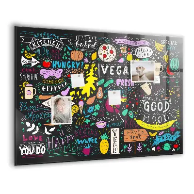 Abstract inscriptions magnetic glass dry erase board