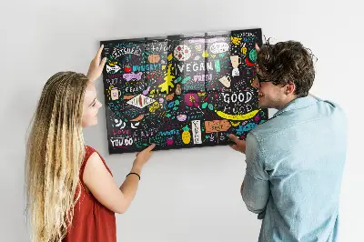 Abstract inscriptions magnetic glass dry erase board