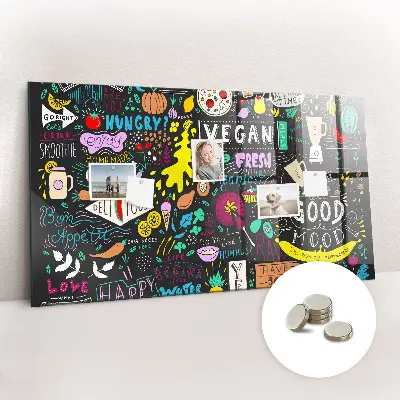 Abstract inscriptions magnetic glass dry erase board
