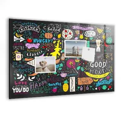 Abstract inscriptions magnetic glass dry erase board