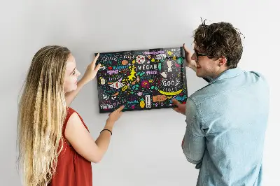 Abstract inscriptions magnetic glass dry erase board