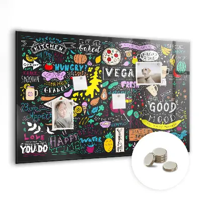 Abstract inscriptions magnetic glass dry erase board