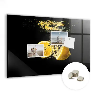 Magnetic Glass Dry Erase Board with Lemons Design