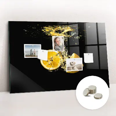 Magnetic Glass Dry Erase Board with Lemons Design