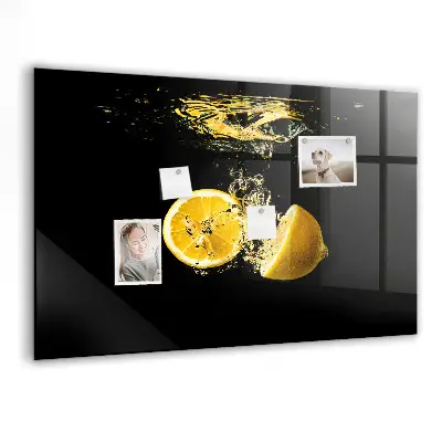 Magnetic Glass Dry Erase Board with Lemons Design