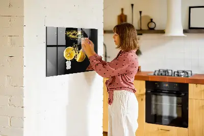 Magnetic Glass Dry Erase Board with Lemons Design